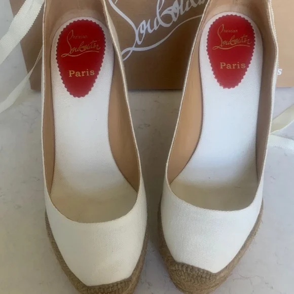 Christian Louboutin White Platform Espadrilles - Picture 9 of 10